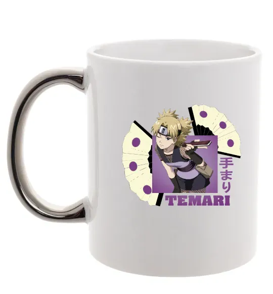 Чашка з кольоровою ручкою Temari Срібло фото