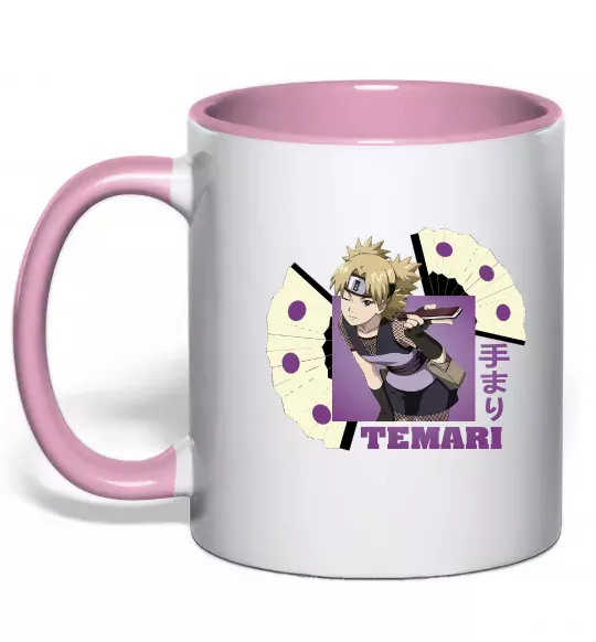 Чашка з кольоровою ручкою Temari Ніжно рожевий фото