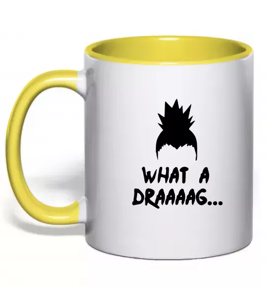 Чашка з кольоровою ручкою Shikamaru what a draaag Сонячно жовтий фото