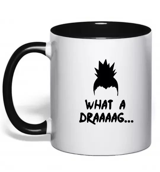 Чашка з кольоровою ручкою Shikamaru what a draaag Чорний фото
