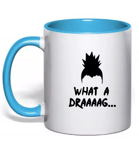 Чашка з кольоровою ручкою Shikamaru what a draaag Блакитний фото