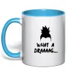 Чашка з кольоровою ручкою Shikamaru what a draaag Блакитний фото