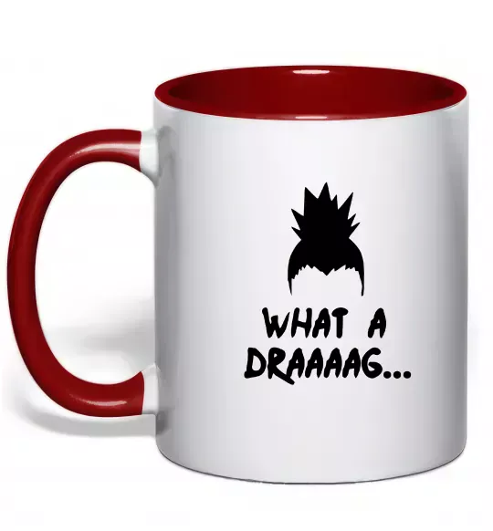 Чашка з кольоровою ручкою Shikamaru what a draaag Червоний фото
