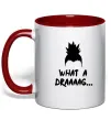 Чашка з кольоровою ручкою Shikamaru what a draaag Червоний фото