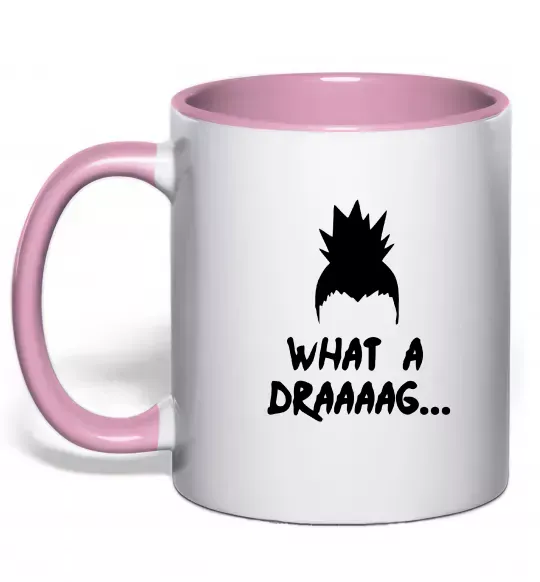 Чашка з кольоровою ручкою Shikamaru what a draaag Ніжно рожевий фото
