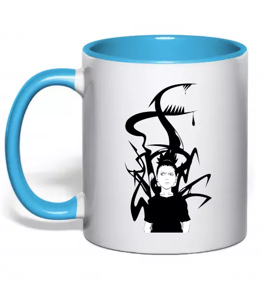 Чашка з кольоровою ручкою Shikamaru Nara Блакитний фото