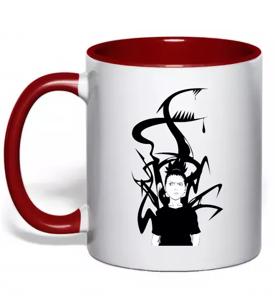 Чашка з кольоровою ручкою Shikamaru Nara Червоний фото