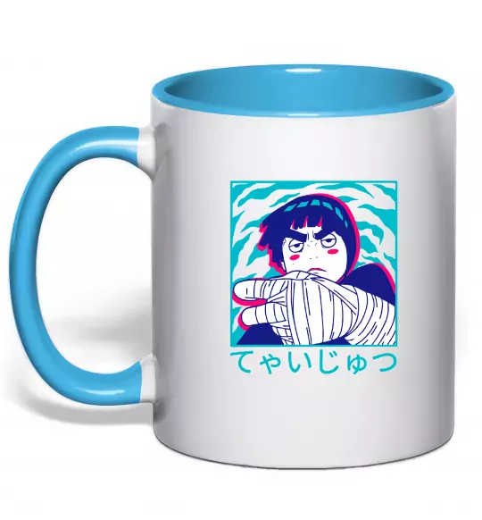 Чашка з кольоровою ручкою Rock Lee Блакитний фото