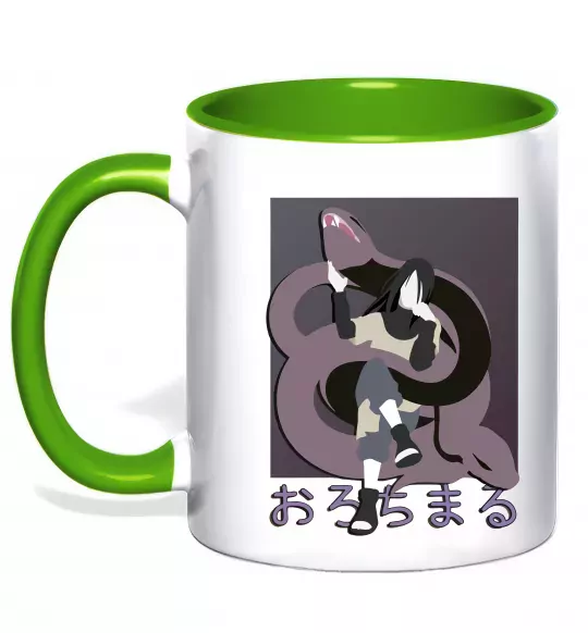 Чашка з кольоровою ручкою Orochimaru snake Зелений фото