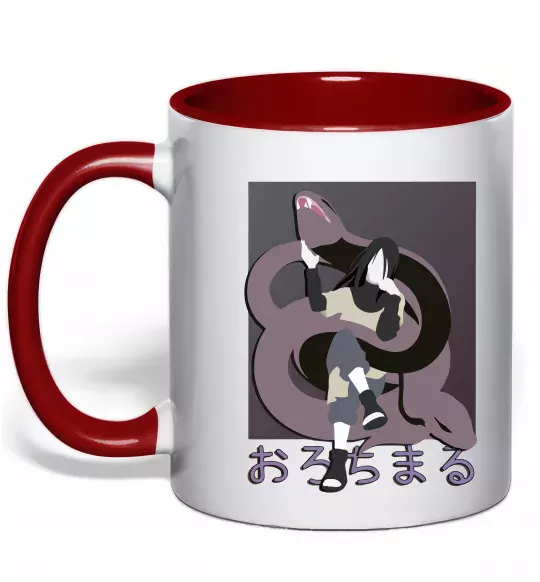 Чашка з кольоровою ручкою Orochimaru snake Червоний фото