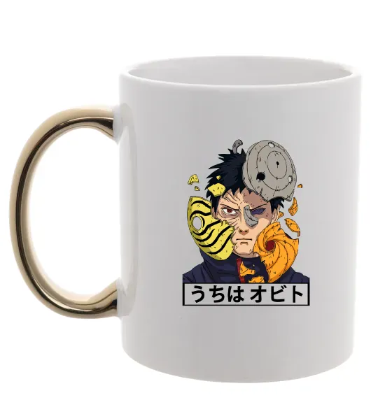 Чашка з кольоровою ручкою Obito Uchiha Золото фото