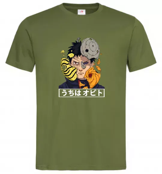 Чоловіча футболка Obito Uchiha Оливковий фото