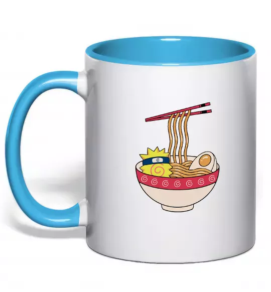 Чашка з кольоровою ручкою Naruto Ramen Блакитний фото