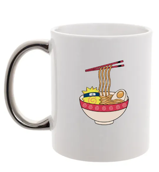 Чашка з кольоровою ручкою Naruto Ramen Срібло фото