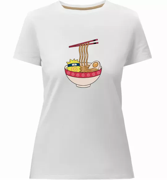 Женская премиум футболка Naruto Ramen Белый фото