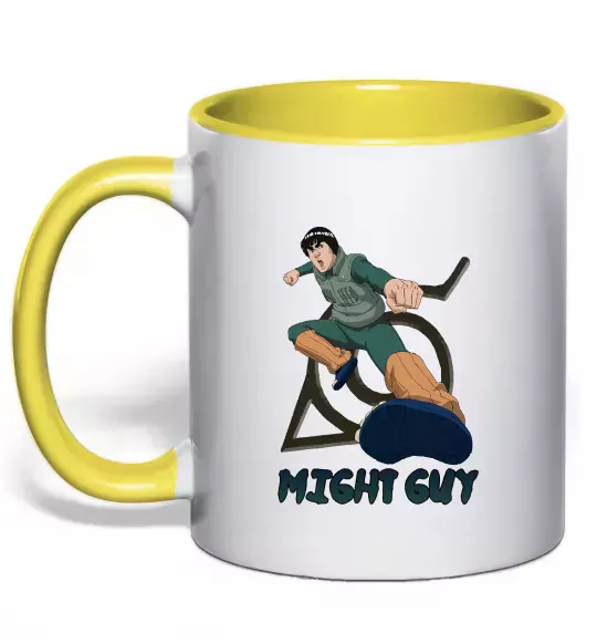 Чашка з кольоровою ручкою Might guy Сонячно жовтий фото