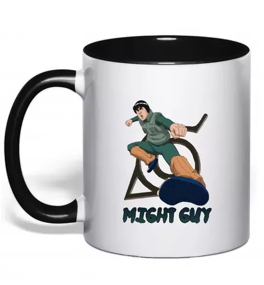 Чашка з кольоровою ручкою Might guy Чорний фото