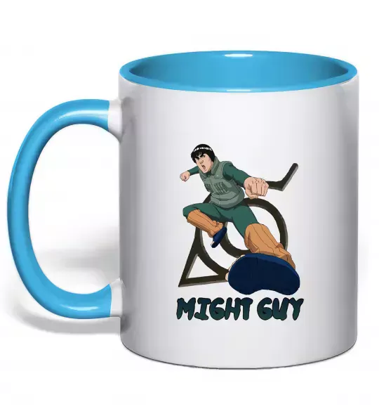 Чашка з кольоровою ручкою Might guy Блакитний фото