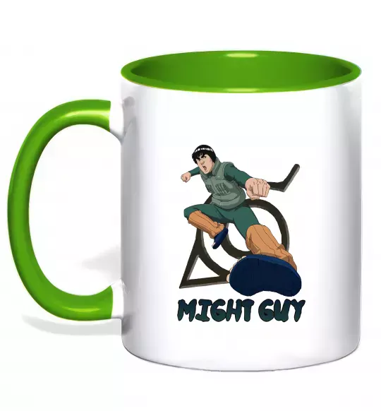 Чашка з кольоровою ручкою Might guy Зелений фото