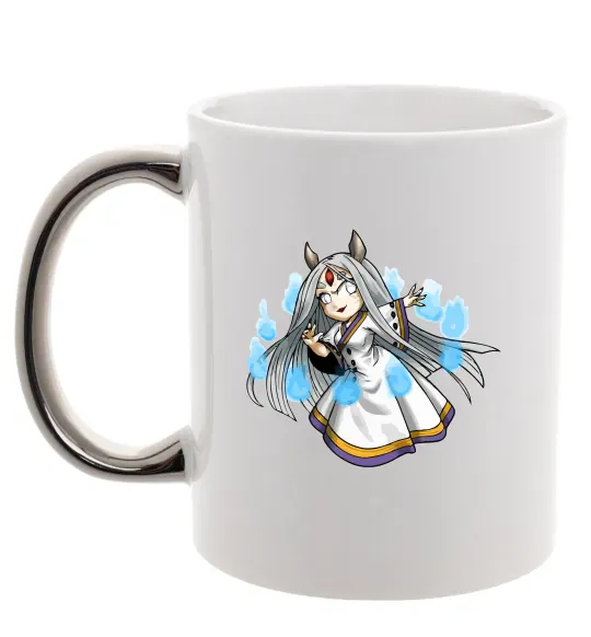 Чашка с цветной ручкой Kaguya Серебро фото