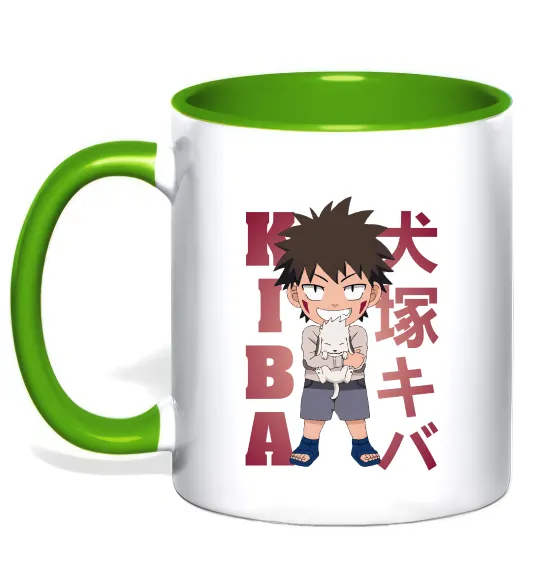 Чашка с цветной ручкой Inuzuka kiba Лаймовый фото