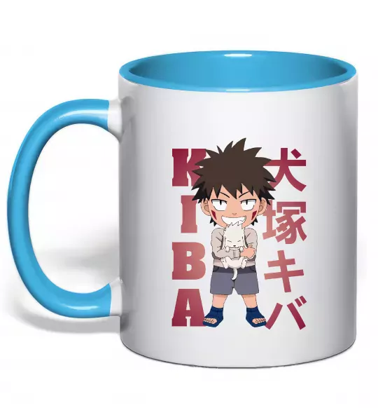 Чашка с цветной ручкой Inuzuka kiba Голубой фото