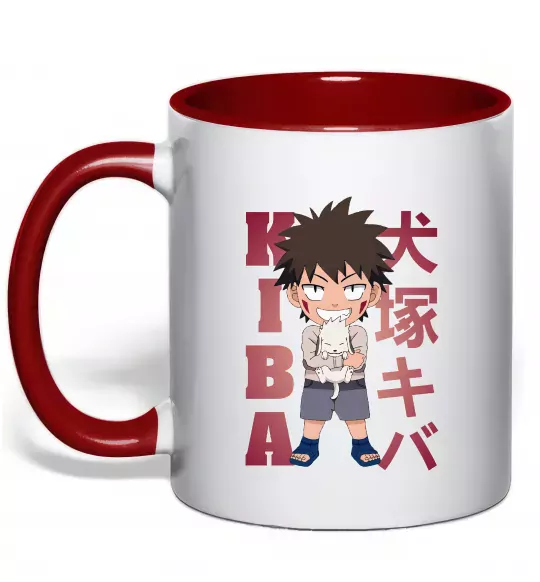 Чашка с цветной ручкой Inuzuka kiba Красный фото