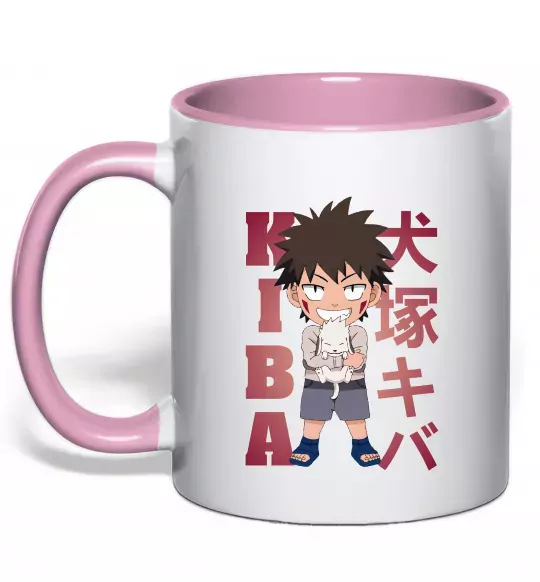 Чашка с цветной ручкой Inuzuka kiba Нежно розовый фото