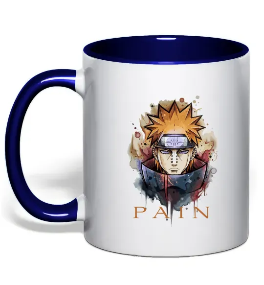Чашка з кольоровою ручкою Pain art Глибокий темно-синій фото