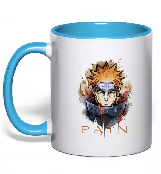 Чашка з кольоровою ручкою Pain art Блакитний фото