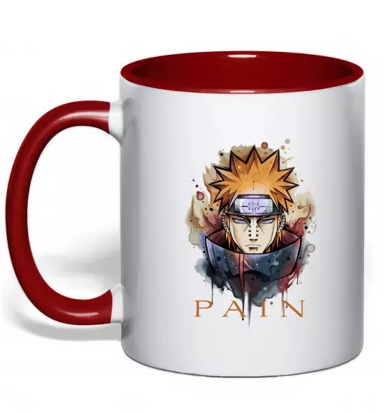 Чашка з кольоровою ручкою Pain art Червоний фото