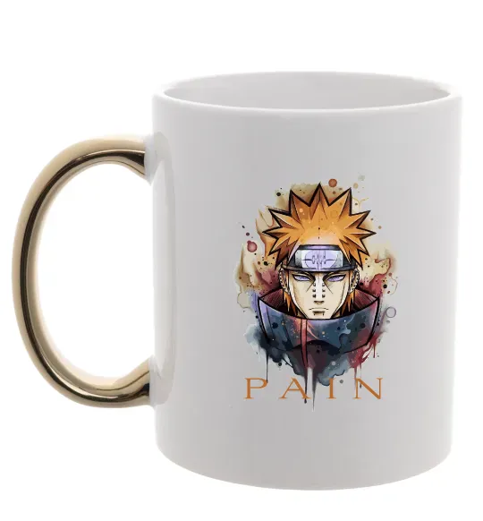 Чашка з кольоровою ручкою Pain art Золото фото