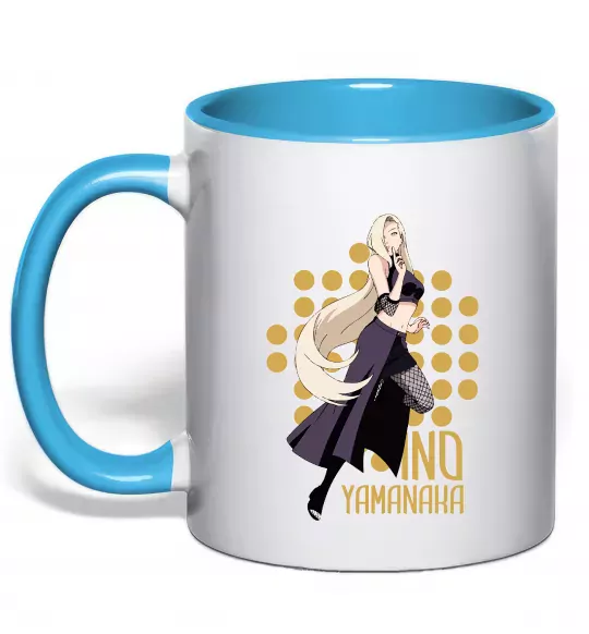 Чашка з кольоровою ручкою Ino Yamanaka Блакитний фото