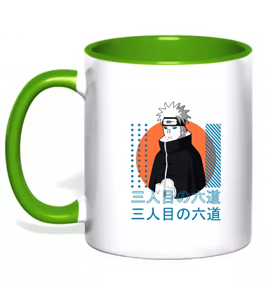 Чашка з кольоровою ручкою Pain Naruto Зелений фото