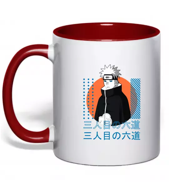 Чашка з кольоровою ручкою Pain Naruto Червоний фото