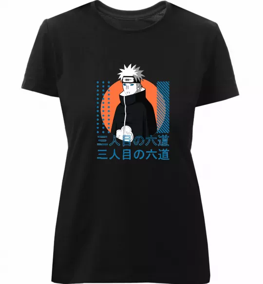 Женская премиум футболка Pain Naruto Черный фото