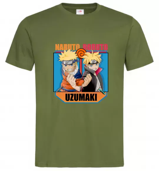 Мужская футболка Naruto Boruto Uzumaki Оливковый фото