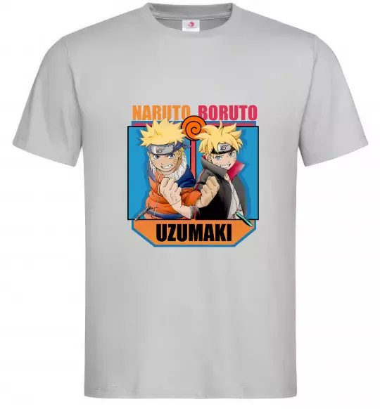 Мужская футболка Naruto Boruto Uzumaki Серый фото