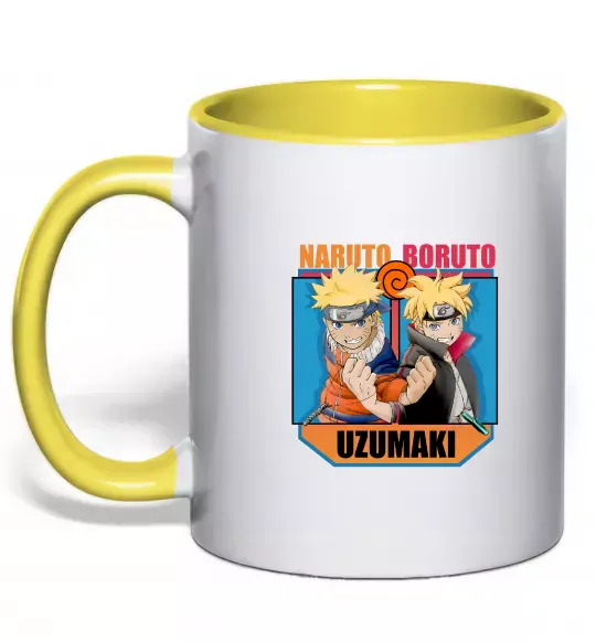 Чашка з кольоровою ручкою Naruto Boruto Uzumaki Сонячно жовтий фото