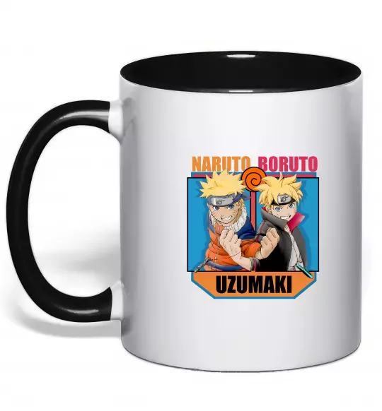 Чашка з кольоровою ручкою Naruto Boruto Uzumaki Чорний фото