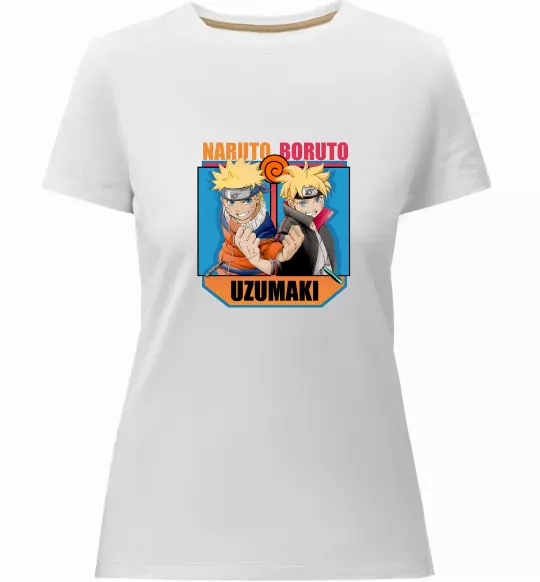Женская премиум футболка Naruto Boruto Uzumaki Белый фото
