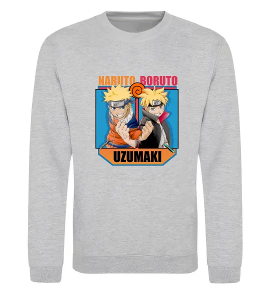 Свитшот Naruto Boruto Uzumaki Серый меланж фото