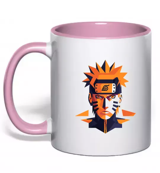 Чашка з кольоровою ручкою Naruto art Ніжно рожевий фото