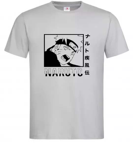 Чоловіча футболка Naruto чорно-білий Сірий фото