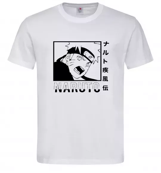 Чоловіча футболка Naruto чорно-білий Білий фото
