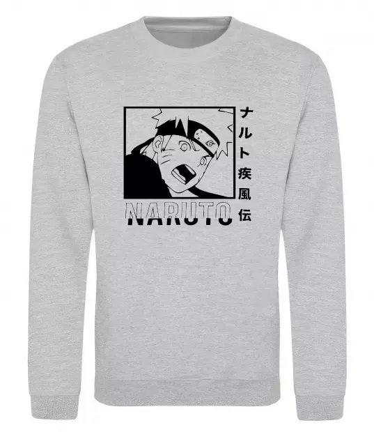 Свитшот Naruto чорно-білий Серый меланж фото