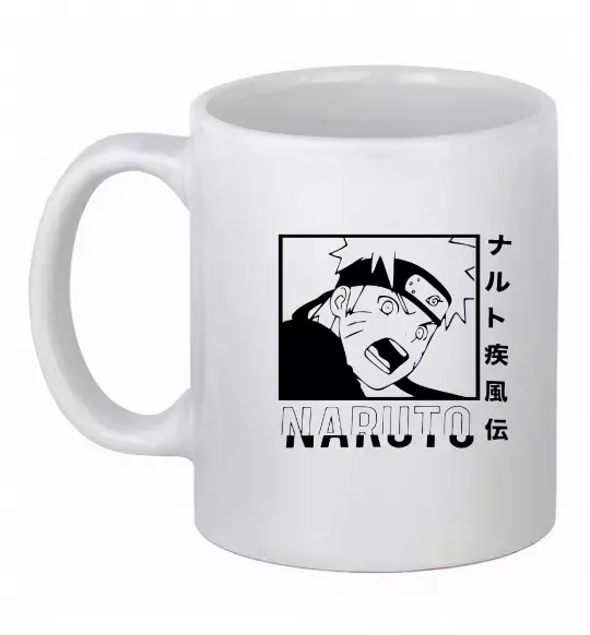 Чашка керамічна Naruto чорно-білий Білий фото
