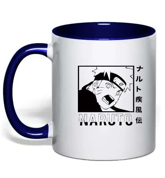 Чашка с цветной ручкой Naruto чорно-білий Глубокий темно-синий фото