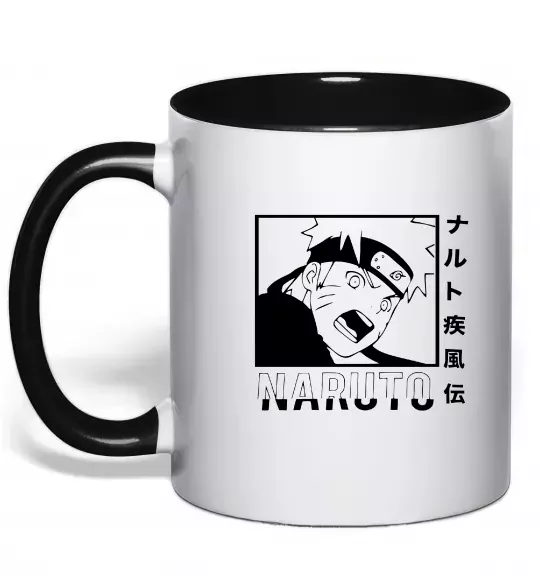 Чашка с цветной ручкой Naruto чорно-білий Черный фото