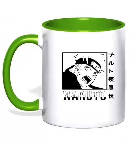 Чашка с цветной ручкой Naruto чорно-білий Зеленый фото